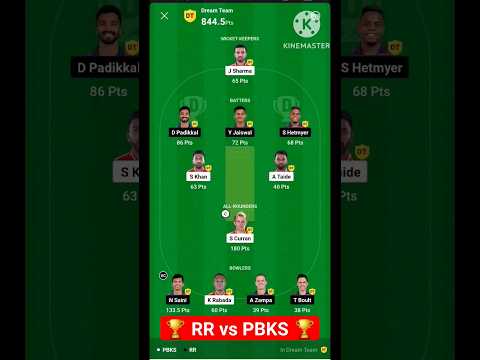 🏆 RR vs PBKS 🏆 || rr vs pbks winner dream 11 #dream11 #iplt20