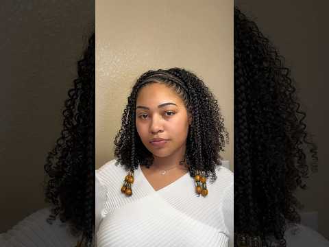 Half Braided Curly Hairstyle #curlyhairstyles #summerhairstyles #cornrowstyles #halfuphalfdown