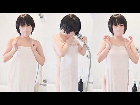 【ノーブラ】タオルにシャワーかけたら完全に見えちゃった人妻...【Dry vs wet】
