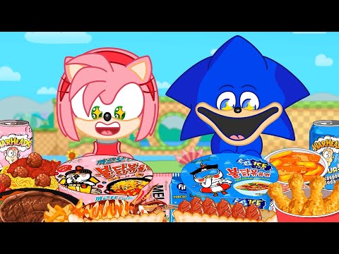 SONIC VS AMY ❤️ MUKBANG ASMR FOOD LOVE EDITION | Tastytoon