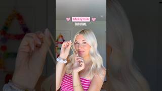Messy Bun Tutorial 💕🎀 #shorts #hairstyle #hairtutorial #messybun #messybuntutorial