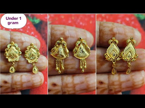 Daily wear gold earrings designs /light weight gold earring /gold earrings tops design for daily use