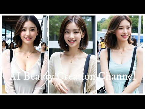[Ai] ART　ノーブラ散歩、清楚な彼女との散歩時間　No bra walk, time for a walk with her neat and clean #AIアート #ノーブラ散歩 #AI