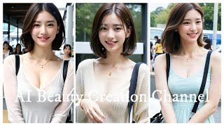 [Ai] ART　ノーブラ散歩、清楚な彼女との散歩時間　No bra walk, time for a walk with her neat and clean #AIアート #ノーブラ散歩 #AI