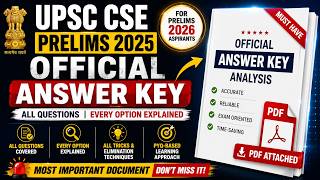 Must watch Video. For this UPSC Prelims 2026. UPSC CSE PRELIMS 2025 Solutions Official Answer KEY.