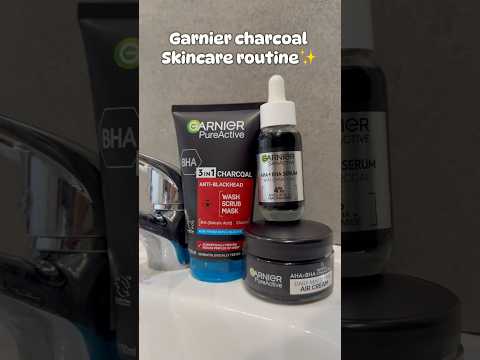 Garnier Pure Charcoal Skincare Routine🖤 #skincare #skincareroutine #garnier