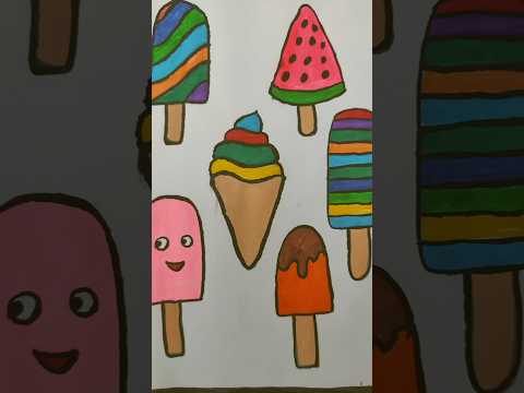 how to draw yummy icecream 🍦🍨 icecream drawing and colouring for kids  #icecreamdrawingvideo