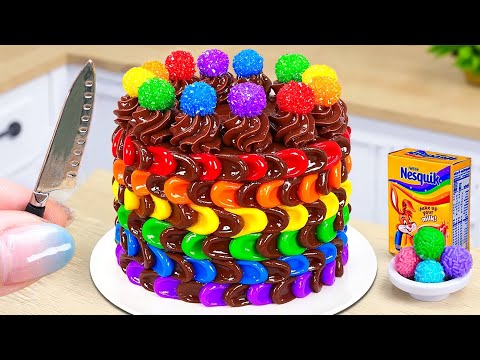 Fall In Love With Rainbow Melted Chocolate Cake 🍫 How To Make Miniature Cake 🍑 Cake In Wonderland