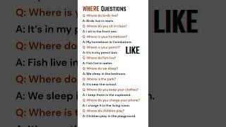 WH Questions in English | Where Questions with Simple Answers for Kids & Beginners #shorts #whwords