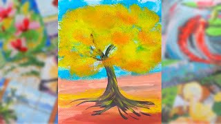 Acrilic Painting  🎨 AUTUMN TREE 🎨| How to Draw | Magic Paintings