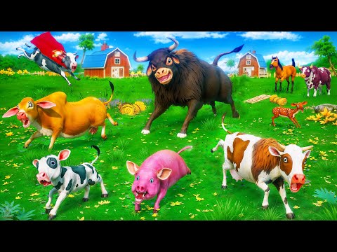 Angry Bull's Rampage Shakes the Farm | Super Cow Saves the Day!