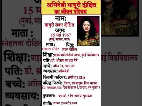 अभिनय्रि माधुरी दीक्षित का जीवन परिचय