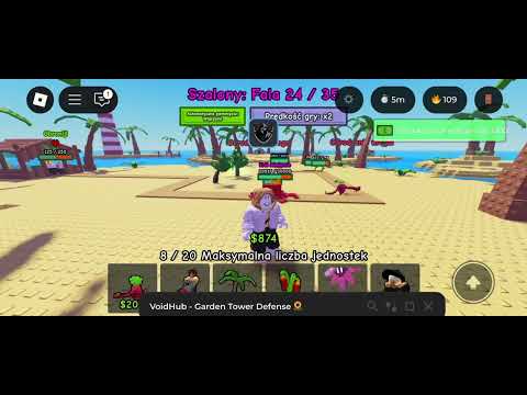 Garden Tower Defense VoidHub script showcase win tropical island insane every game! 12k per hour!