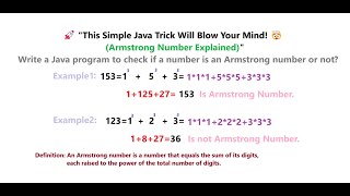 Write a Java program to check if a number is an Armstrong number or not || Asked in Virtusa