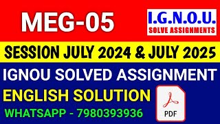 MEG 05 solved assignment 2024-25 | MEG 05 solved assignment 2025 | Ignou MEG 05 in English