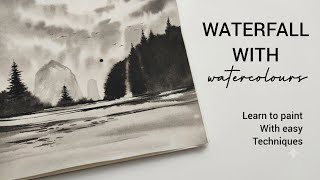 Waterfall With Watercolours Learn to Paint with Easy Painting Techniques 