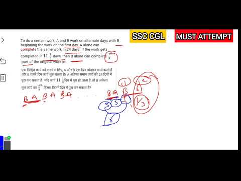 SSC CGL 2021 | To do a certain work, A and B work on alternate days with B beginning the work on