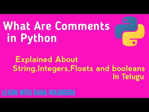 What are comments in python? Explained about decimals,Booleans,Integers,comments in python in telugu