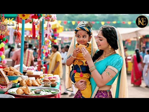 देखिए कैसे बाल कान्हा मेला में समोसा खा रहे है || Yashomati Maiya ke nandlala