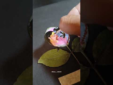 shiv Shakti painting on Bel leaf Mahadev painting tutorial #art #indian  #mahadev  #shiv  #shakti
