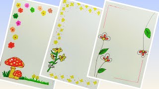 3 easy border designs PROJECT WORK DESIGNS 😍| SIDE BORDER DESIGN | BORDER DESIGNS for notebook