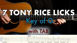 7 Tony Rice Licks in G // Bluegrass guitar lesson w/ TAB