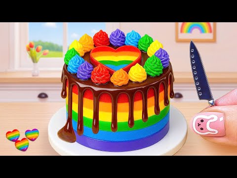 Mini Rainbow Cake Recipe With Chocolate | Stunning Rainbow Cake Decorating Ideas