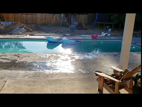 Fiberglass swimming pool install finished product.