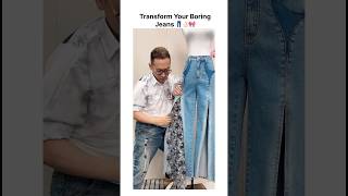 Transformation boring into stylish ❤️🫡💕🛍️ | diy & scratch boring jeans 👖 #jeans #transformation