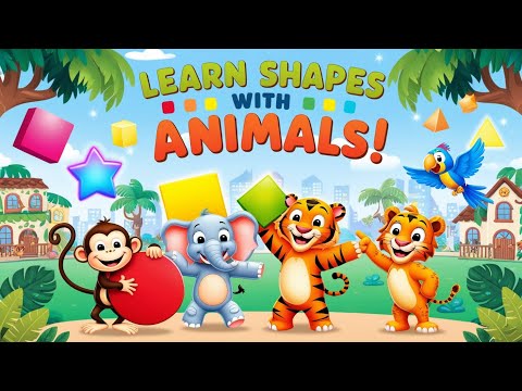 Learn Shapes with Jungle Animals Fun Cartoon Song for Kids and Toddlers