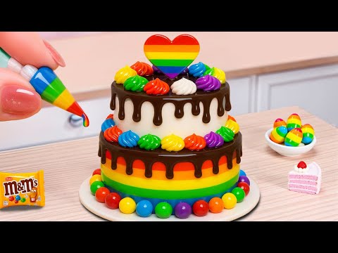 Twin Cake Rainbow Chocolate Decorating 🍏 Satisfying Candy Cutting Challenge 🍇 Cake In Wonderland