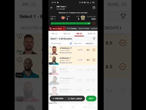 Match no 18 2024  CSK vs Hyderabad T20 dream 11 team #ipl #msdhoni