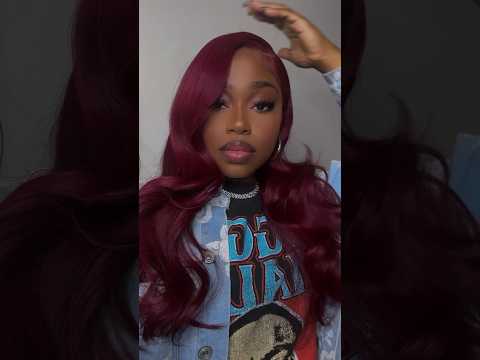 Body Wave Lace Frontal Wig Install | Wig from @hermosahair | 99j Burgundy Hair | #diy #frontal