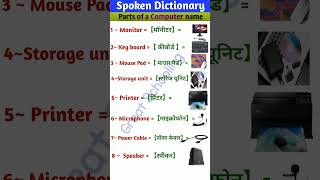 Computer Parts Name in English & Hindi #wordsmeaning #englishspoken #dailyenglish #shorts