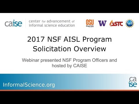 Webinar: What's New? An Overview of the 2017-2019 NSF AISL Program Solicitation