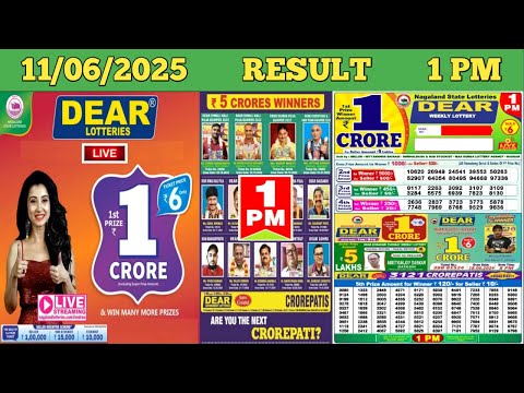 DEAR LOTTERY SAMBAD MORNING 1 PM RESULT TODAY LIVE DRAW ON 11.06.2025 NAGALAND WEDNESDAY