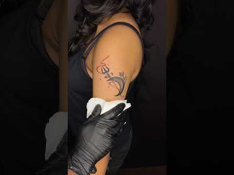 Custom Tattoo: Moon, Trishul, and Floral Design | Micro Tattoo Studio