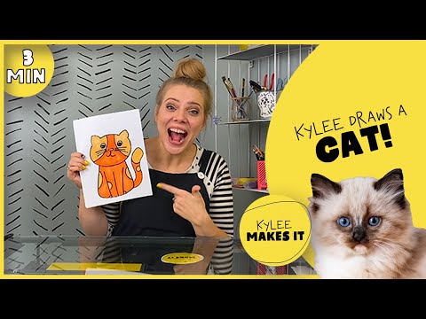 How to Draw a Cat! | Kylee Makes a Cat Drawing - Easy Drawing Video for Kids