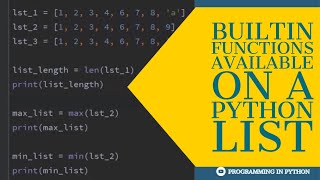 Built-In functions in Python Lists || Python List || Python Data Structures - Part 5