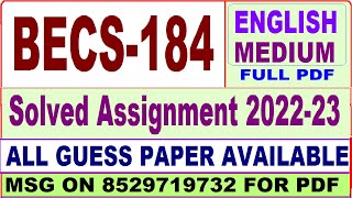 becs 184 solved assignment 2022-23 / becs 184 solved assignment in English / ignou bag solved