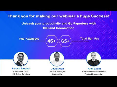 Webinar: Unleash your productivity and Go Paperless with HIC and Docomotion