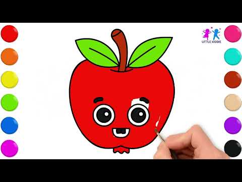 🎨 How to Draw & Color an Apple 🍎 | Fun & Easy Art Tutorial for Kids!