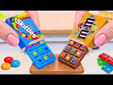 Satisfying Mini RAINBOW Skittles vs RAINBOW M&M 🌈🍫 Best Chocolate Cake Decorating
