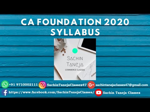 CA Foundation 2020 Syllabus | ICAI | SachinTanejaClasses