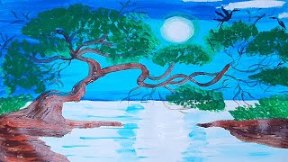Acrilic Painting  🎨 MOON PATH 🎨| How to Draw | Magic Paintings | Relaxing Music