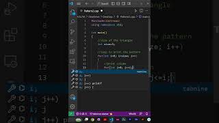 Left triangle Pattern program in C++ | Pattern 2 #shorts
