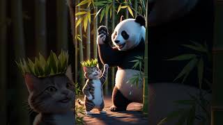 Tiny Cat Dances with Panda at the Zoo 🐾 Cutest Friendship Ever 🐼✨" #petlovers #aianimalview #cartoon