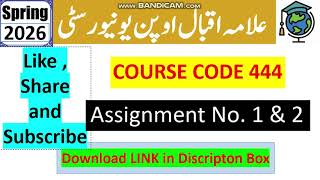 ⏩ AIOU Code 444 Solved Assignment No.1 & 2 Spring 2026 || Advance Accounting || Bachelor BA/B.Com