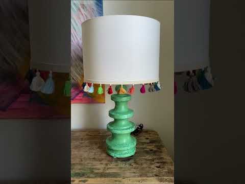 Thrifted lamp makeover using Debi’s Design Diary DIY Paint, secondhand shades with new trim