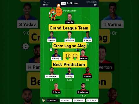 IND vs ENG Dream11|IND vs ENG Dream11 Prediction | India vs England T20I Dream11 Team Today #cricket